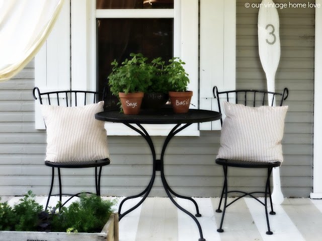 Cafe table on porch