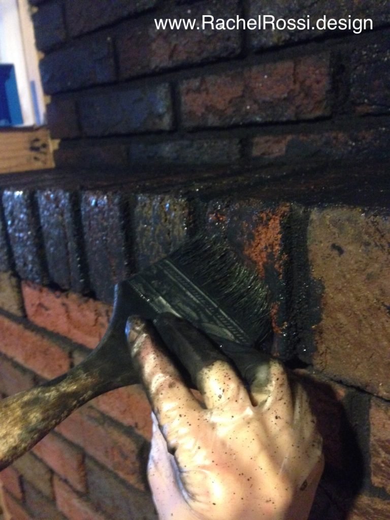 how to blackwash a brick fireplace