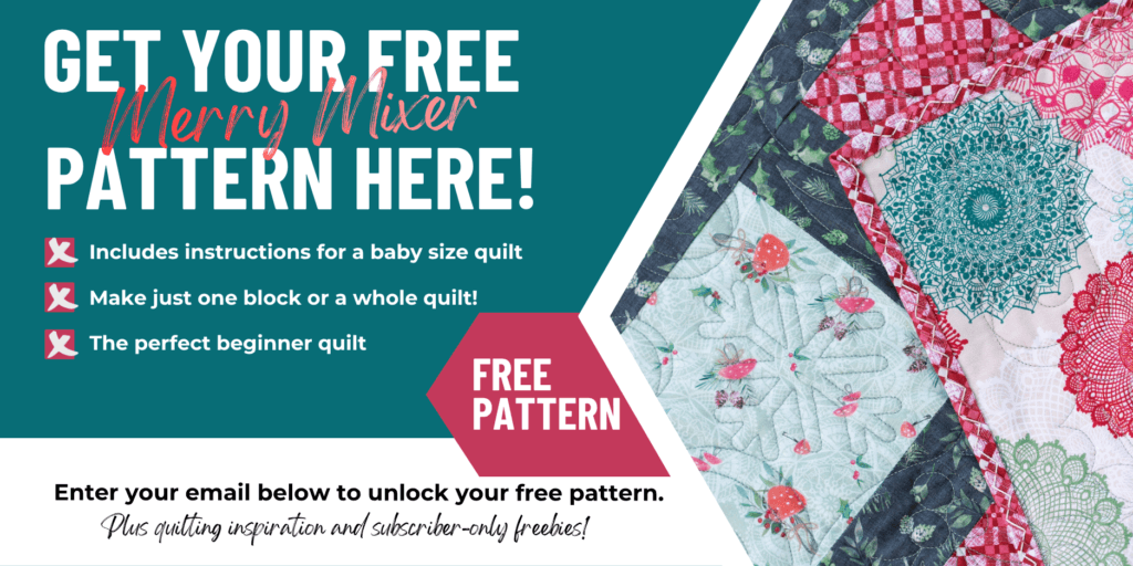 Get the free Merry Mixer quilt pattern, with instructions for a baby-size quilt. Make one block or a whole quilt; beginner-friendly.
